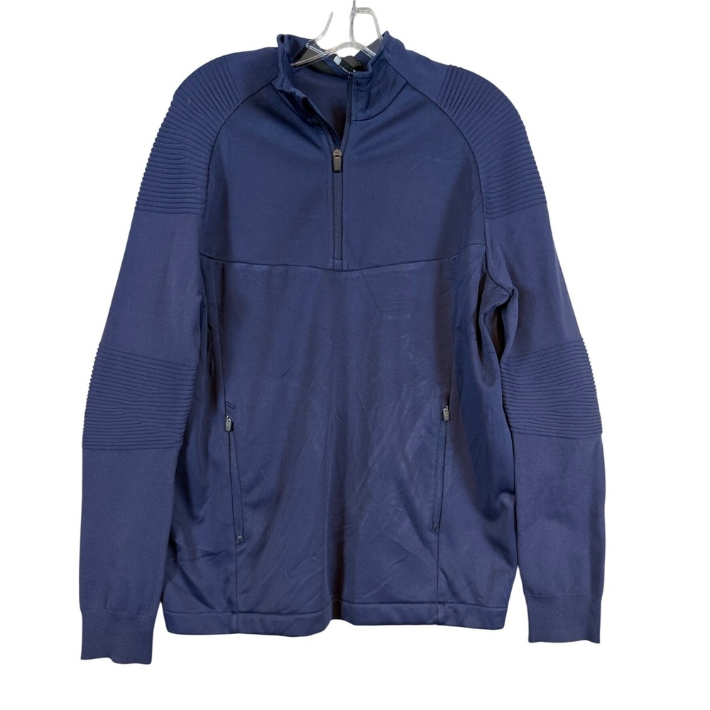 Callaway Womens Navy Blue Moto Ribbed Quarter Zip Pullover Jacket •M• Golfcore